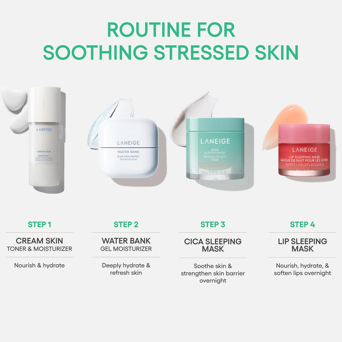 White Smoke LANEIGE Cica Sleeping Mask | Overnight Korean Face Mask