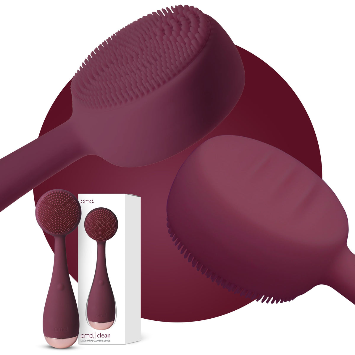 White Smoke PMD Beauty Clean Facial Cleansing Brush – Waterproof Silicone Face Cleanser with Sonic Technology