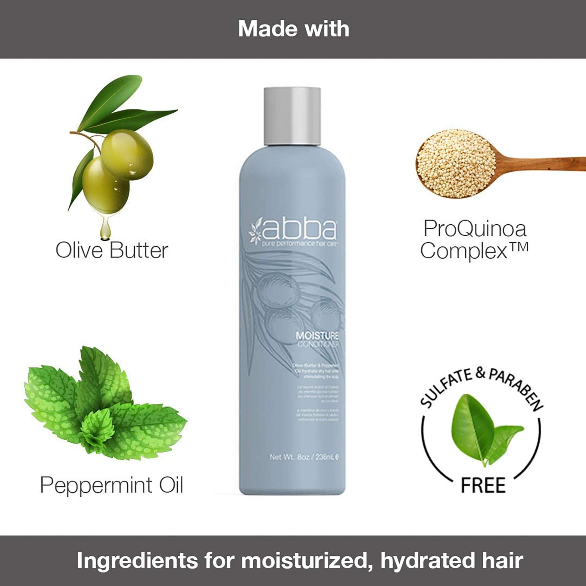 White Smoke ABBA Moisture Conditioner, Olive & Peppermint Oil, 32 Fl Oz (Pack of 1)