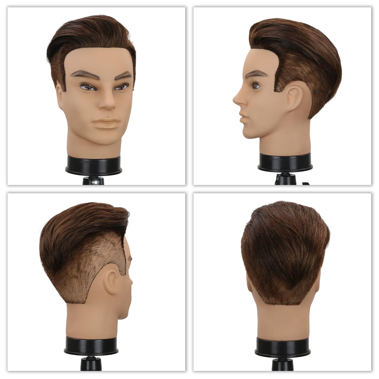 White Smoke 12" Barber Mannequin Head Male 100% Real Hair Mannequin Head with Human Hair Styling Practice Doll Head for Practicing Haircut & Hairdresser Manikin Doll Head With Free Clamp Stand(Without beard4#)