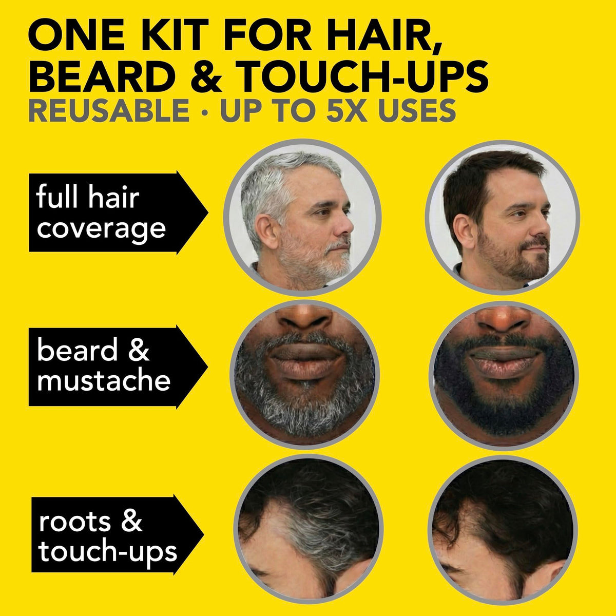 Gold Cleverman Hair & Beard Dye for Men, Black 1.0, Gray Coverage, Up to 5 Uses