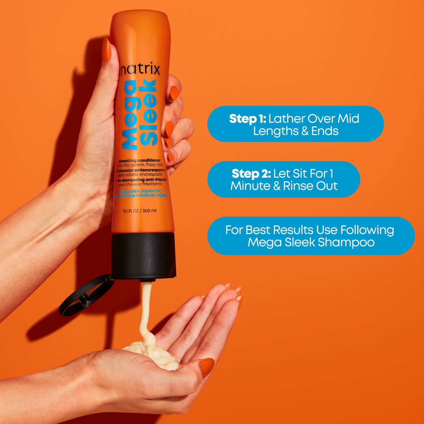 Tomato Matrix Mega Sleek Anti-Frizz Conditioner - 96H Frizz Control, 12x Smoother Hair, and Lasting Hydration, 33.8 Fl Oz