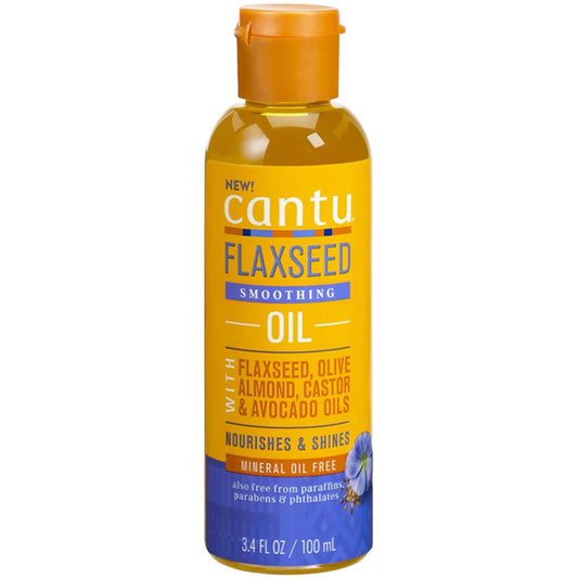 White Smoke Cantu Flaxseed Hair Oil with Flaxseed, Olive, Almond, Castor, and Avocado Oils 3.4 oz