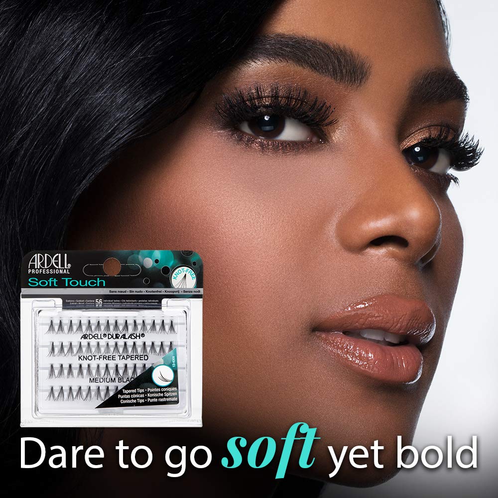 Black Ardell Soft Touch Individual Lashes – Knot-Free Lash Clusters, Medium Tapered False Eyelashes, 4 Pack