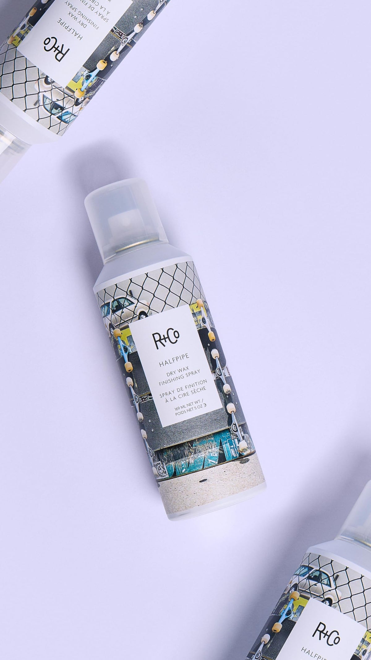 Lavender R+Co HALFPIPE Dry Wax Finishing Spray, 5 Oz