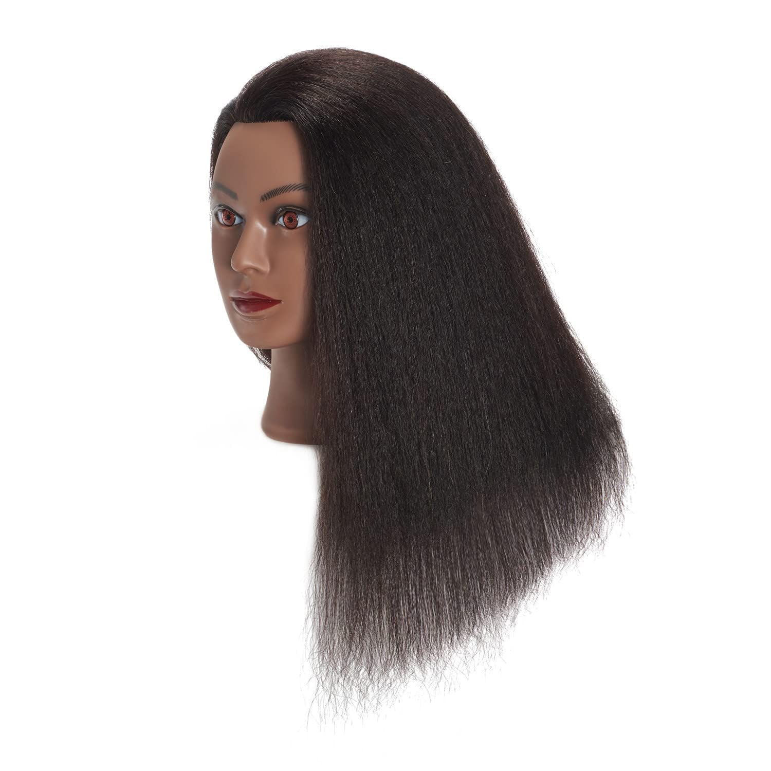 White Smoke Headstar Mannequin Head 100% Real Hair 16" Afro Training Head Mannequin Doll Head Manikin Head Styling Training Head Cosmetology Doll Head Hair for Practice Cutting Braiding with Clamp Stand
