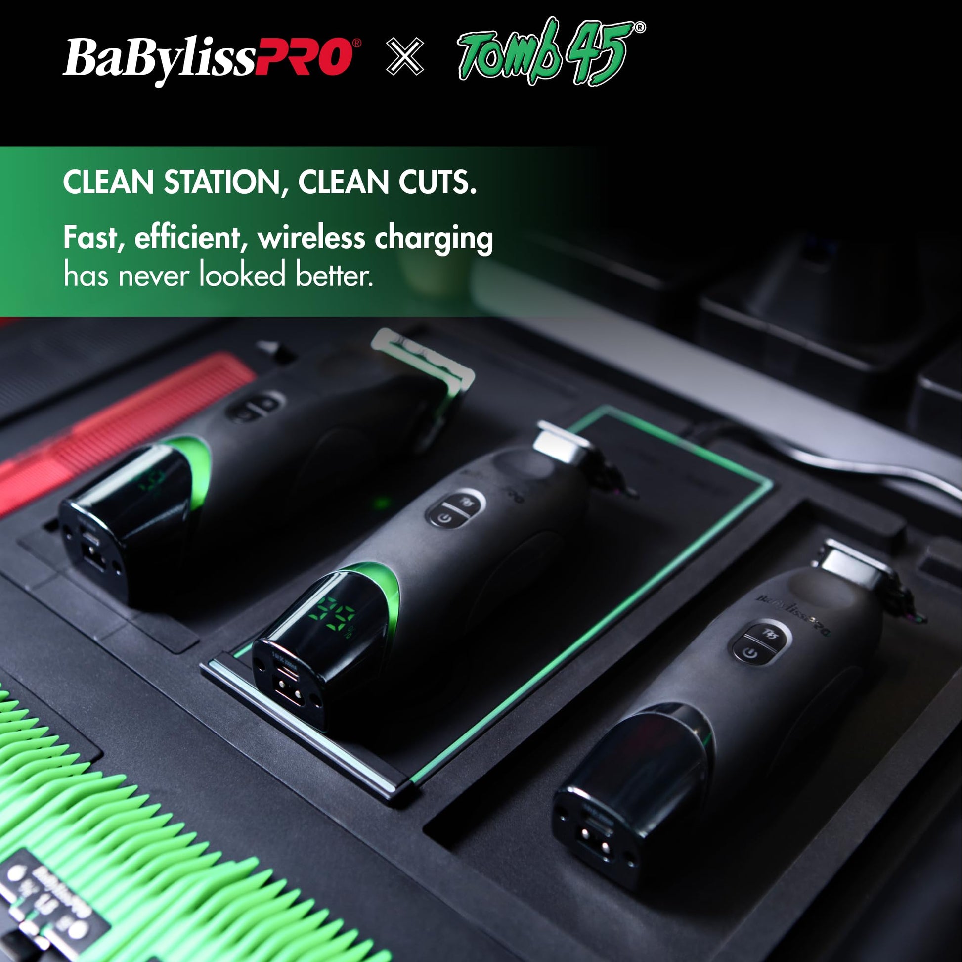 Black BaBylissPRO x Tomb45 Wireless-Charging Clipper and Trimmer Prepack