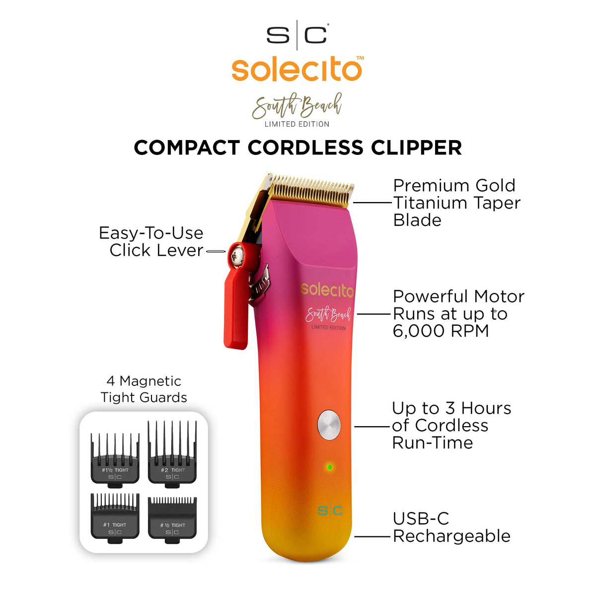 White Smoke STYLECRAFT Solecito Compact Cordless Professional Hair Clipper