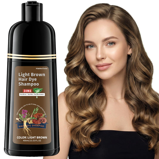 White Smoke HIS&HERCHOICE Light Brown Hair Dye Shampoo, 3-in-1 Hair Color for Gray Coverage, Ammonia & Paraben Free with 6 Natural Herbal Ingredients, Semi-Permanent Color Shampoo for Women & Men