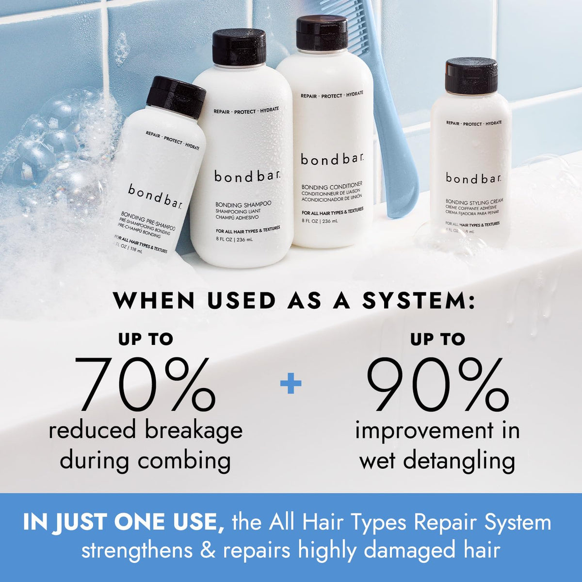 Bondbar Conditioner for Damaged Hair, Repairs, Protects, Strengthens & Hydrates All Hair Types & Textures, Vegan, Cruelty-Free, 8 Fl. Oz.