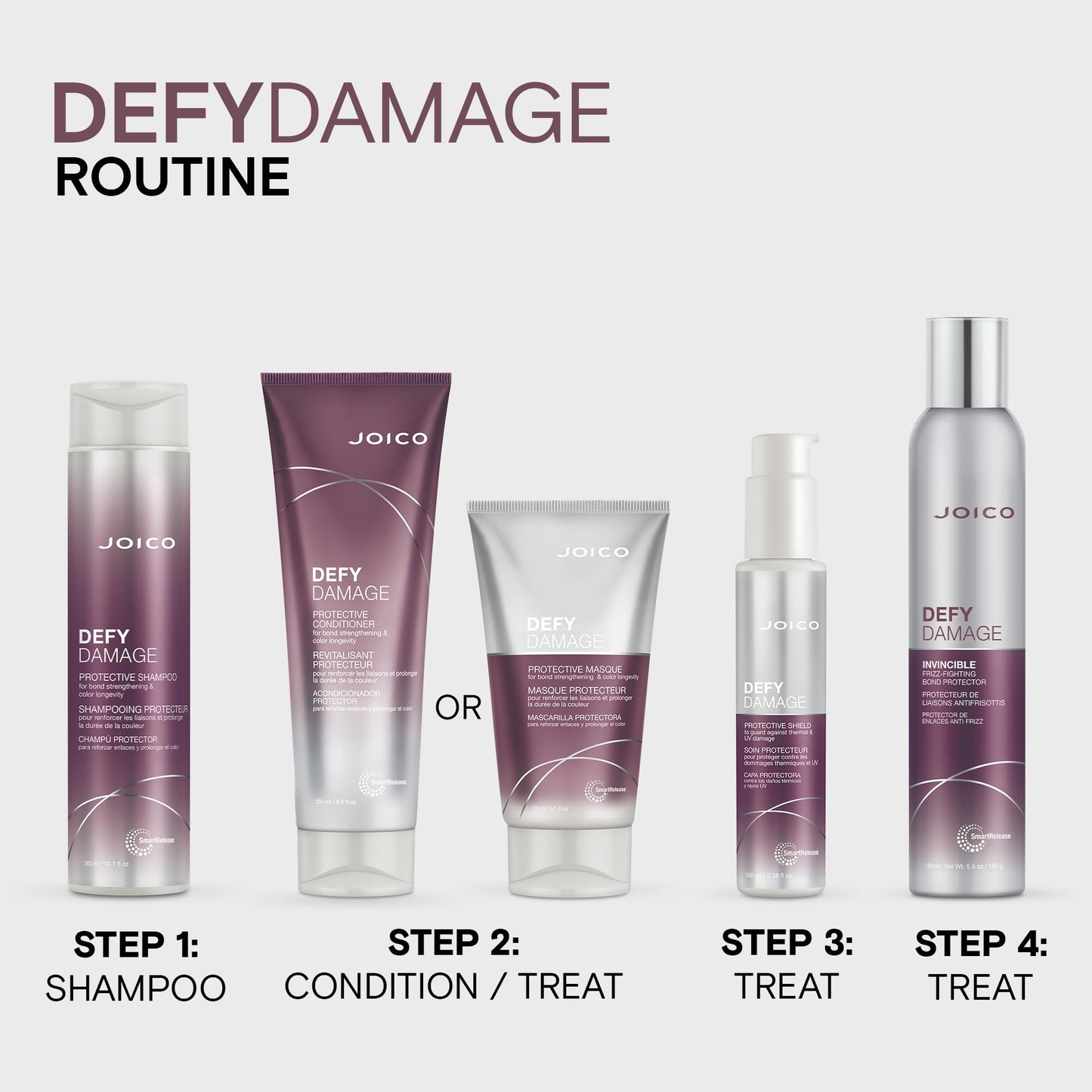 Lavender Joico Defy Damage Protective Conditioner | For Color-Treated Hair | Strengthen Bonds & Preserve Hair Color | With Moringa Seed Oil & Arginine | 8.5 Fl Oz