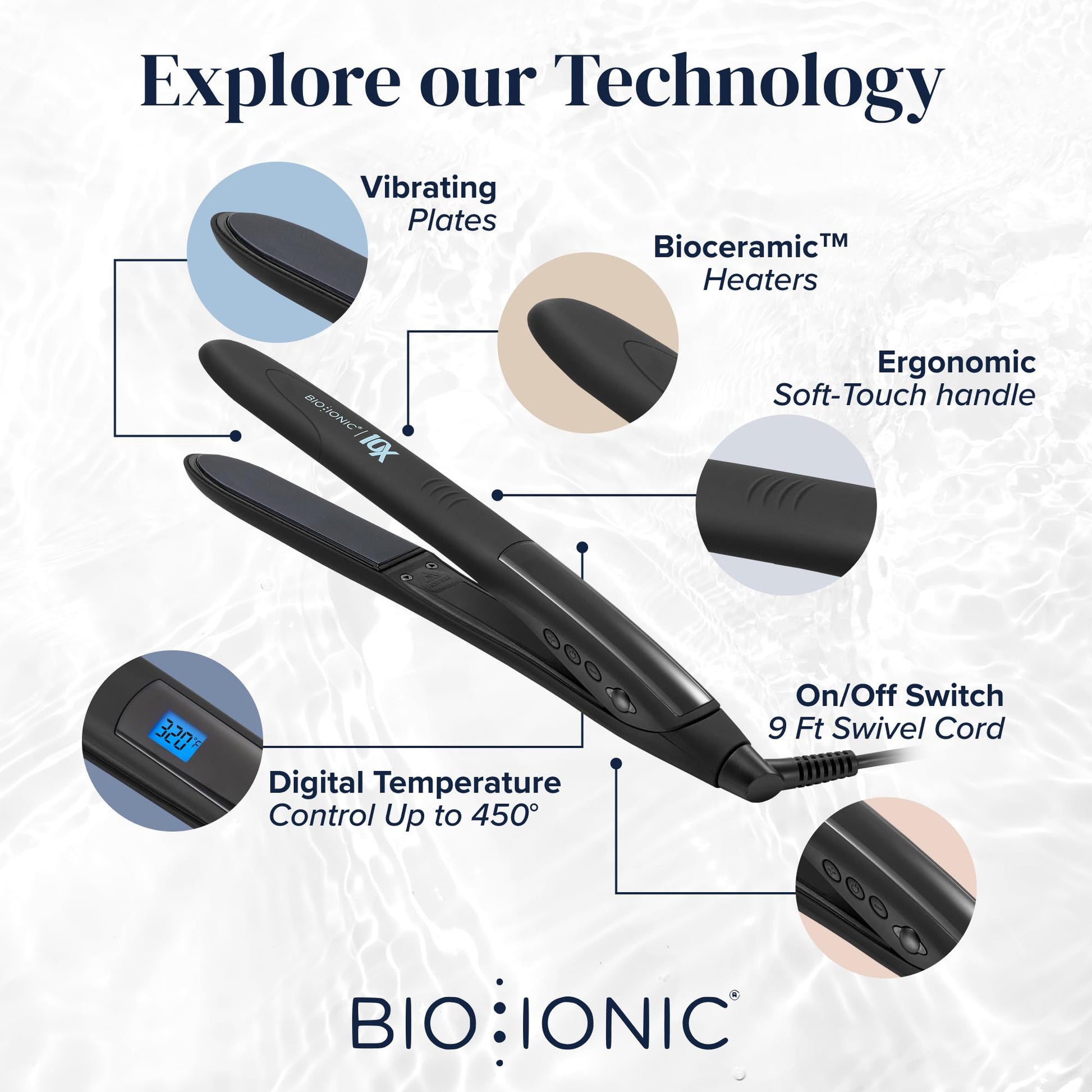 White Smoke Bio Ionic 10X Styling Iron, 1" Hair Straightener with Moisturizing Heat Technology, Flat Iron for 10-Minute Styling, Hair Straightener and Curler