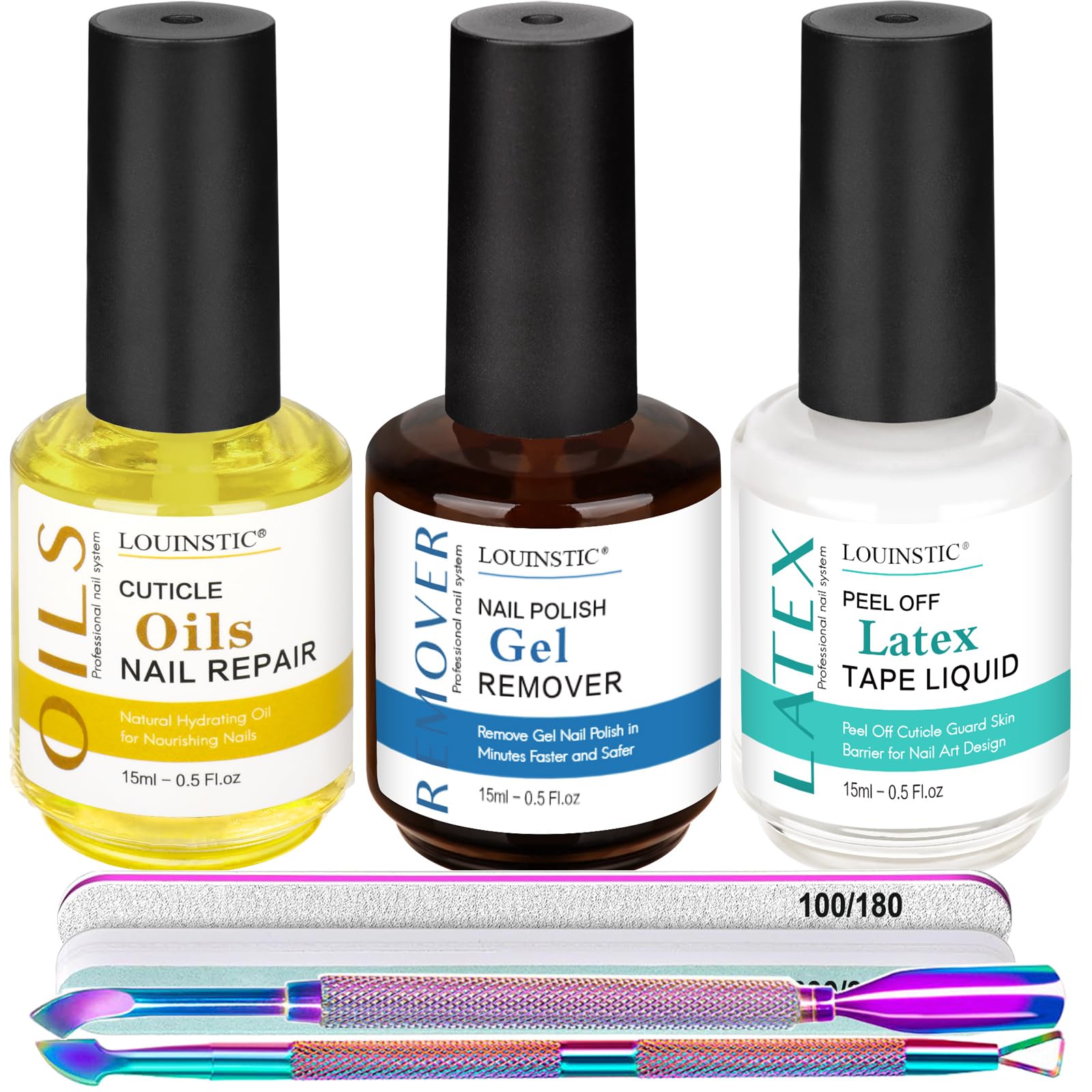 White Smoke Gel Nail Polish Remover - Gel Polish Remover Kit with Cuticle Oil & Latex Tape & Colored Peel Off Manicure Tools, Gel Remover for Nails 2-5 Minutes, No Soaking,Wrapping