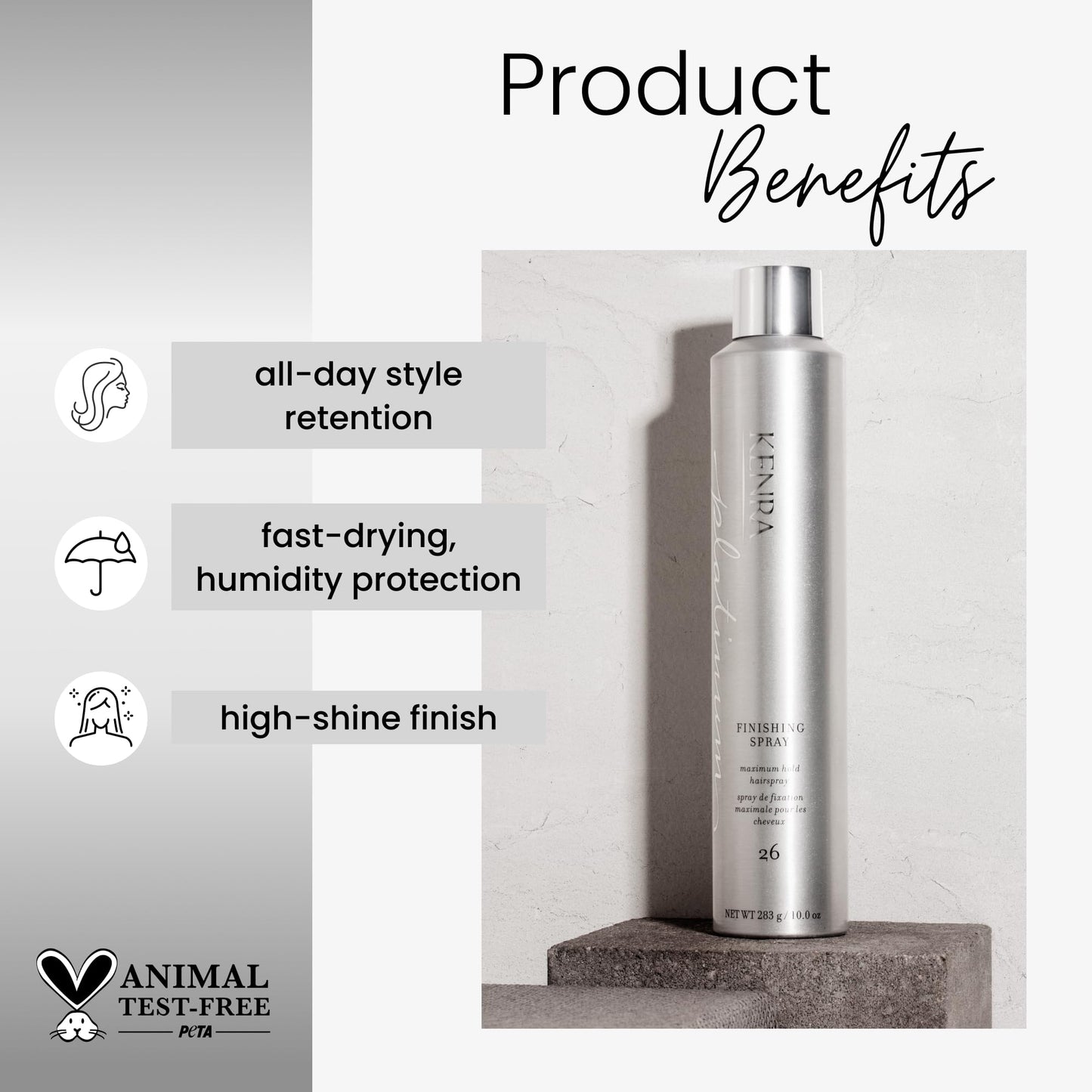 White Smoke Kenra Platinum Finishing Spray 26 50% | Maximum Hold Hairspray | Fast-drying, Non-Flaking, Non-Drying | Humidity-Resistant |All-Day Style Retention |High-Shine Finish |All Hair Types | 10 oz (2-Pack)