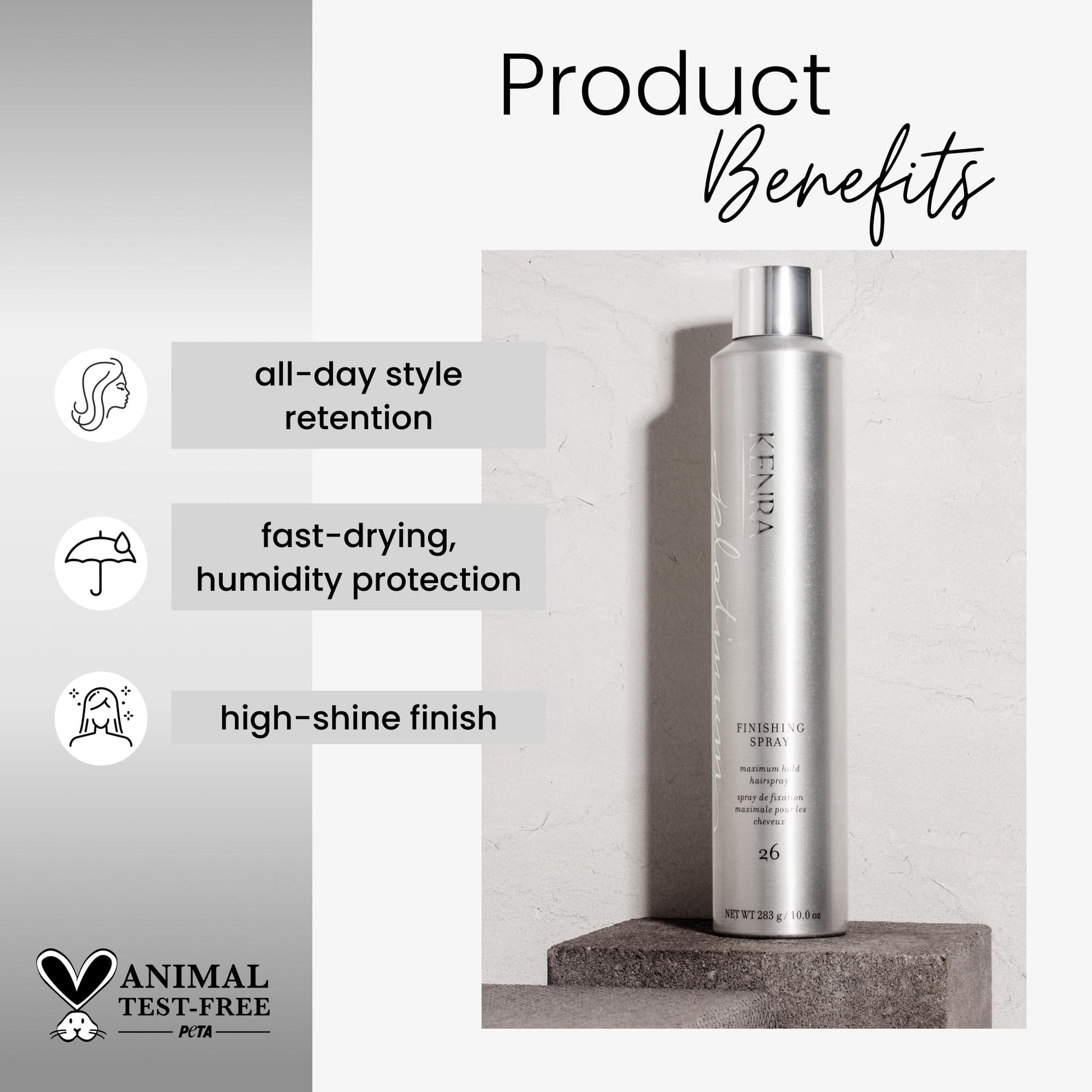 White Smoke Kenra Platinum Finishing Spray 26 50% | Maximum Hold Hairspray | Fast-drying, Non-Flaking, Non-Drying | Humidity-Resistant |All-Day Style Retention |High-Shine Finish |All Hair Types | 10 oz (2-Pack)