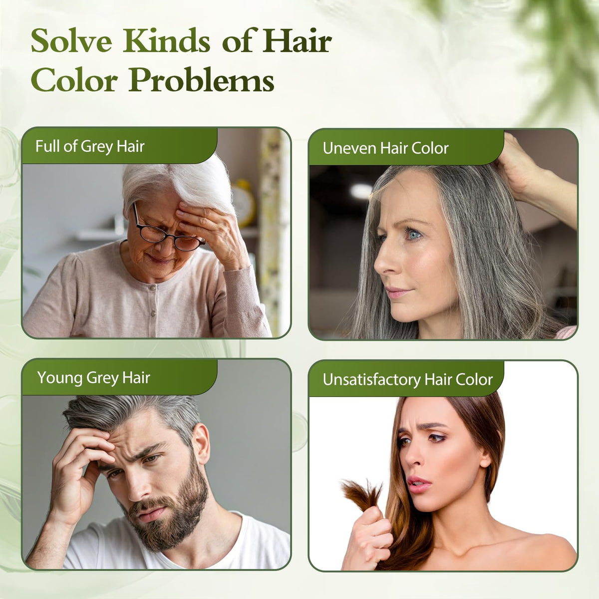 White Smoke Hynqor Brown Hair Dye Shampoo for Women Men Gray Hair Coverage Ammonia Free