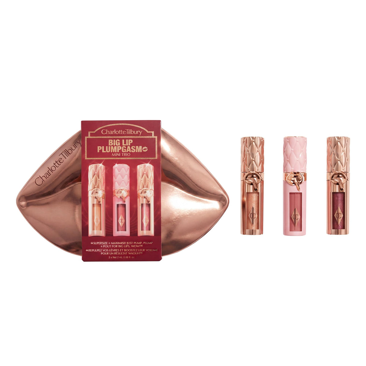 White Smoke Charlotte Tilbury Big Lip Plumpgasm Mini Trio – 3 Universally Flattering Big Lip Plumpgasm Shades In An Irresistible Lip-Shaped Tin