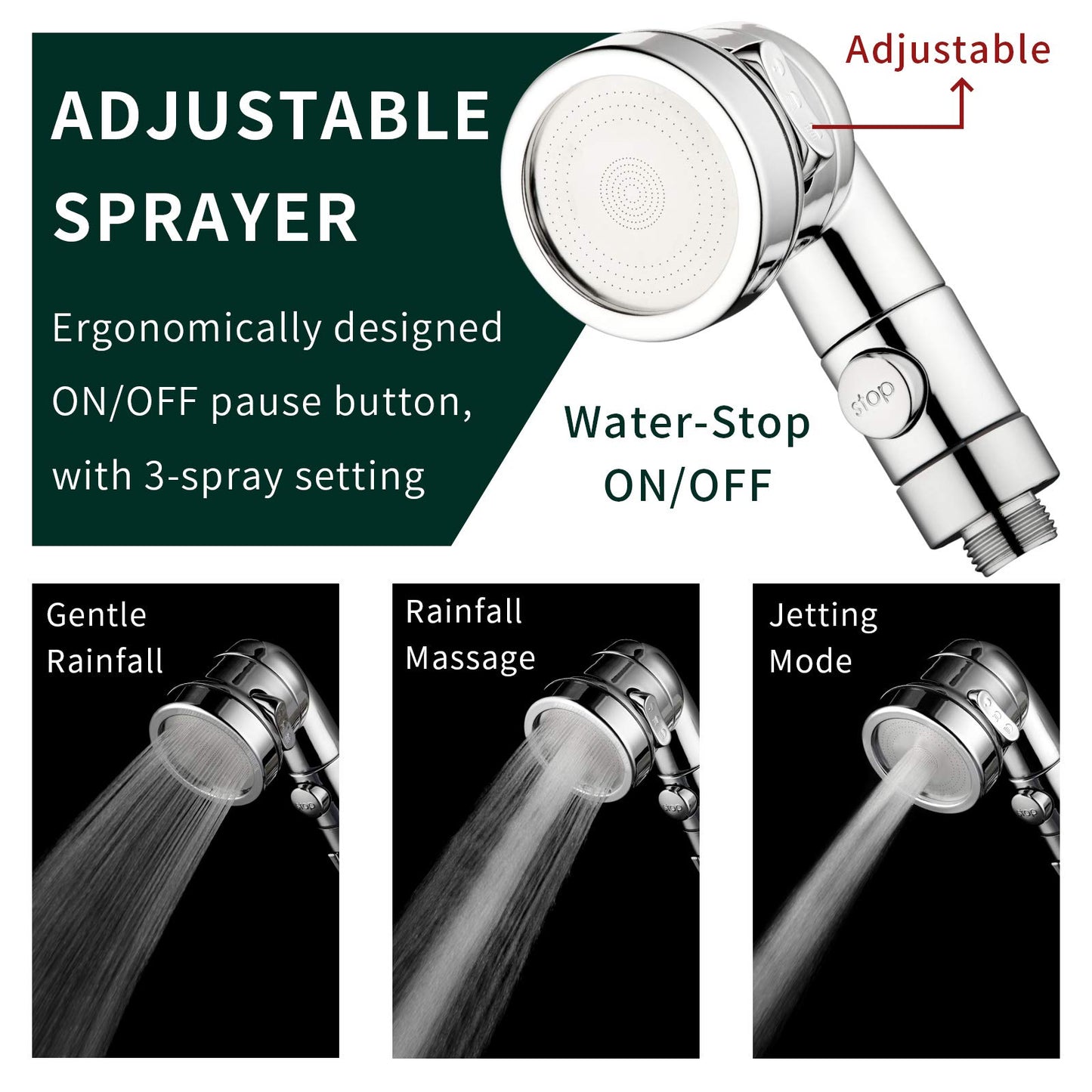Black ZCONIEY Sink Faucet Sprayer Attachment Hair Pet Rinser Showerhead with Stop Water-saving Function