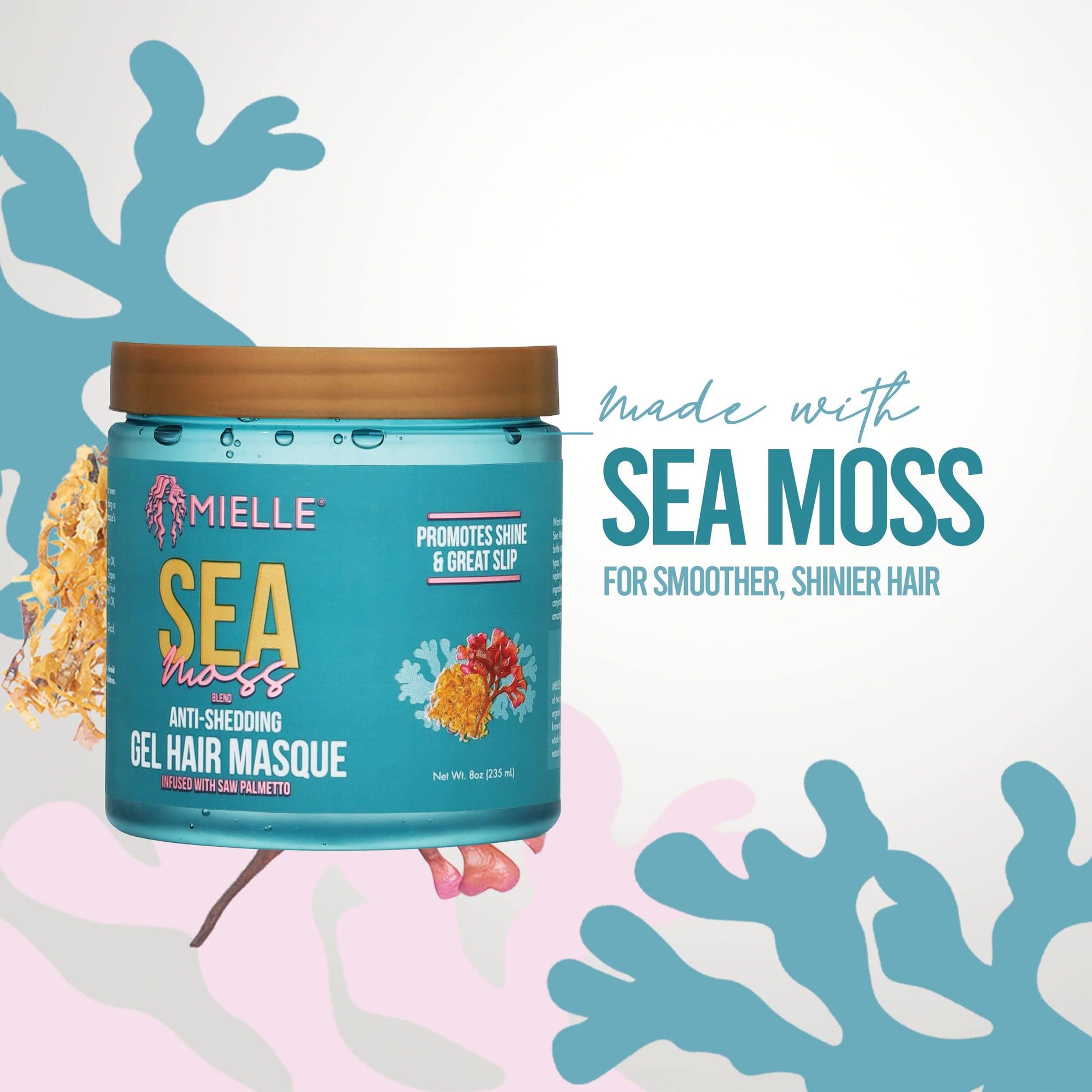 White Smoke Mielle Organics Sea Moss Anti-Shedding Curl Gel Hair Masque