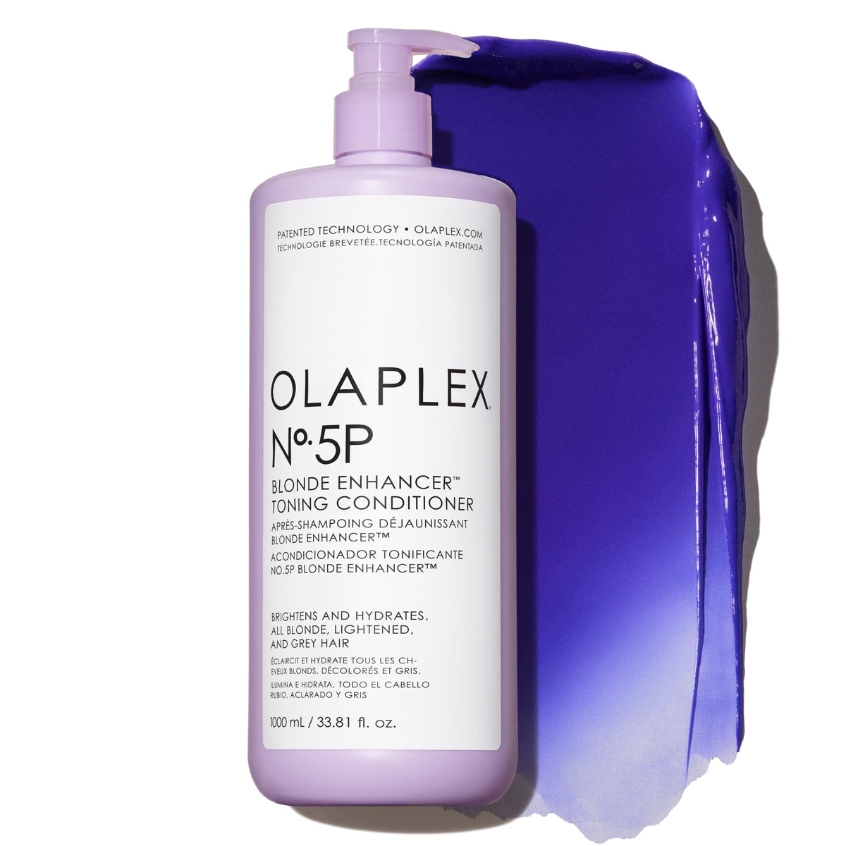 White Smoke Olaplex Nº. 5P Blonde Enhancer Purple Toning Conditioner: Neutralizes Brassiness & Strengthen | Repairs Damages & Hydrates Hair | For Coily, Curly, Straight, and Wavy, 1000 mL / 33.8 Fl Oz