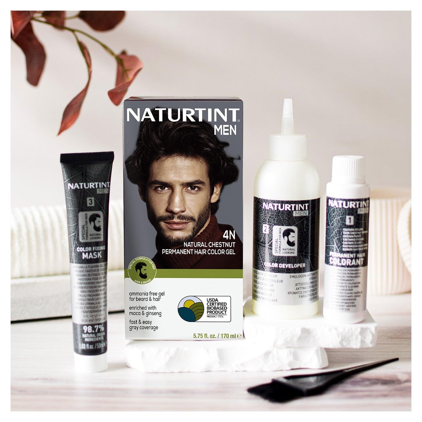 Light Gray Naturtint Mens Permanent Hair Color for Hair Beard and Mustache (4N Men's Natural Chestnut)