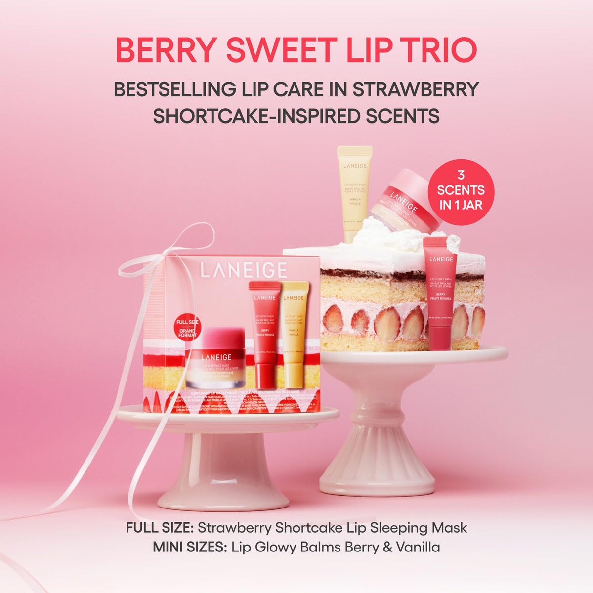 Light Pink LANEIGE Berry Sweet Lip Trio Set