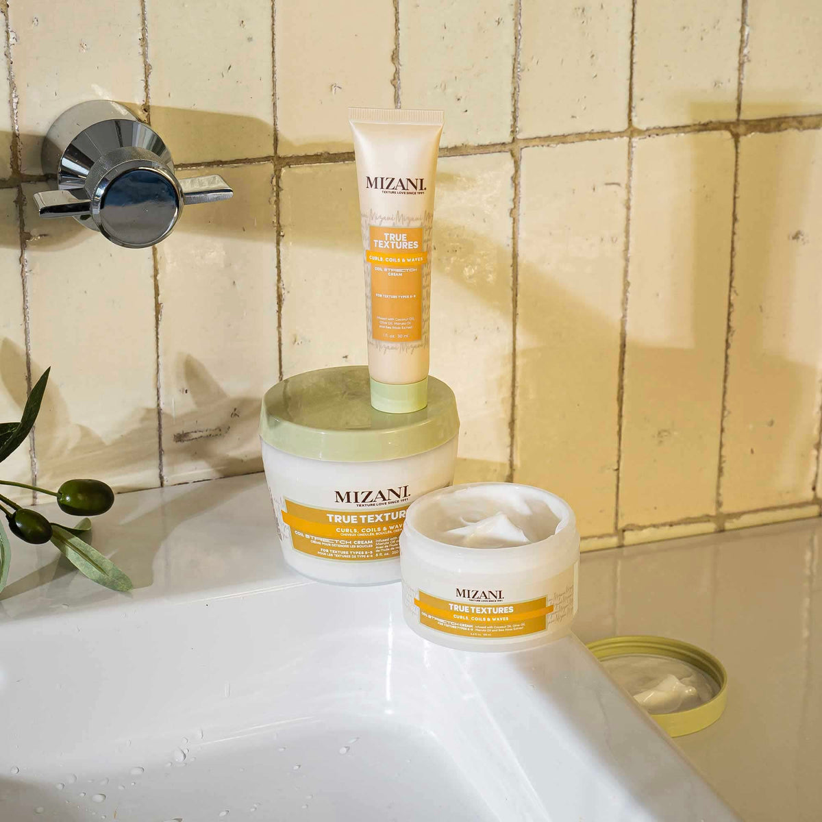 Tan Mizani True Textures Coil Stretch Cream - Soft Hold Curl Shaping Cream, Non-Drying For Curly & Coily Hair