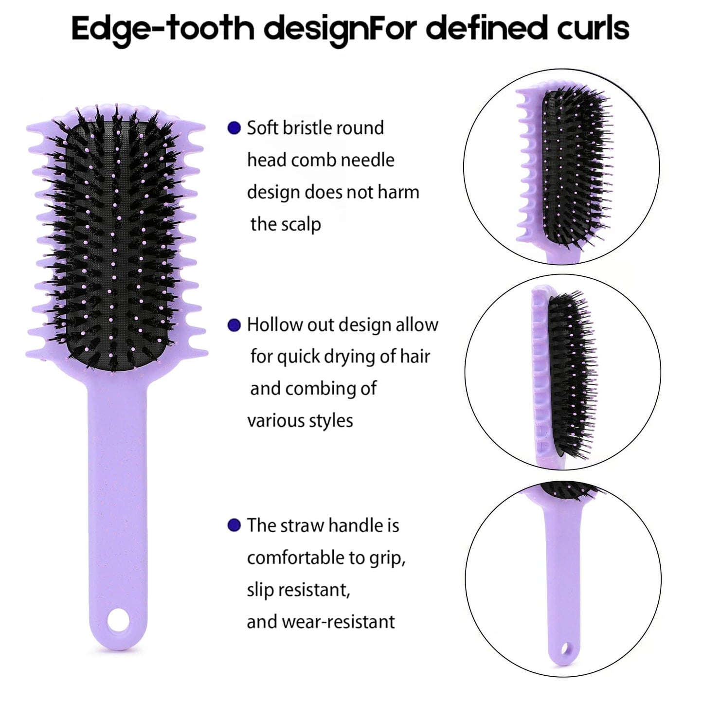 White Smoke Curly Hair Brush, Volume Curl Defining Brush for Detangling Shaping and Styling Women's Curls, Reduce Pulling (Green)