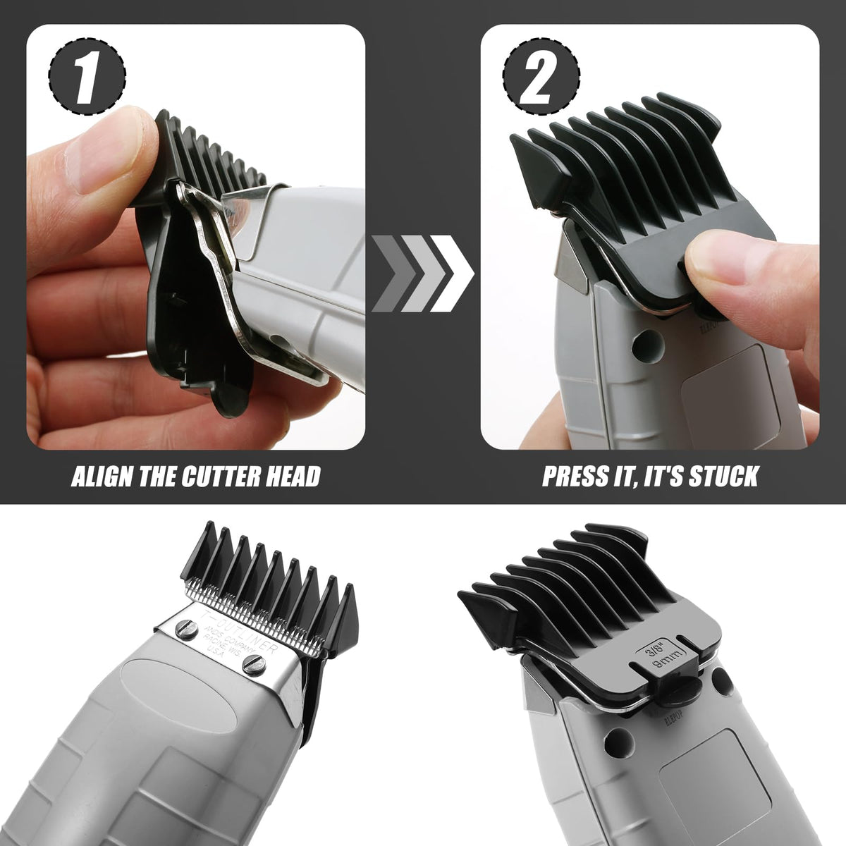 White Smoke 5 Pack T Outliners Guards Fit for Andis T Outliner Trimmer, Replacement Trimmer Guards Cutting Lengths from 1/32