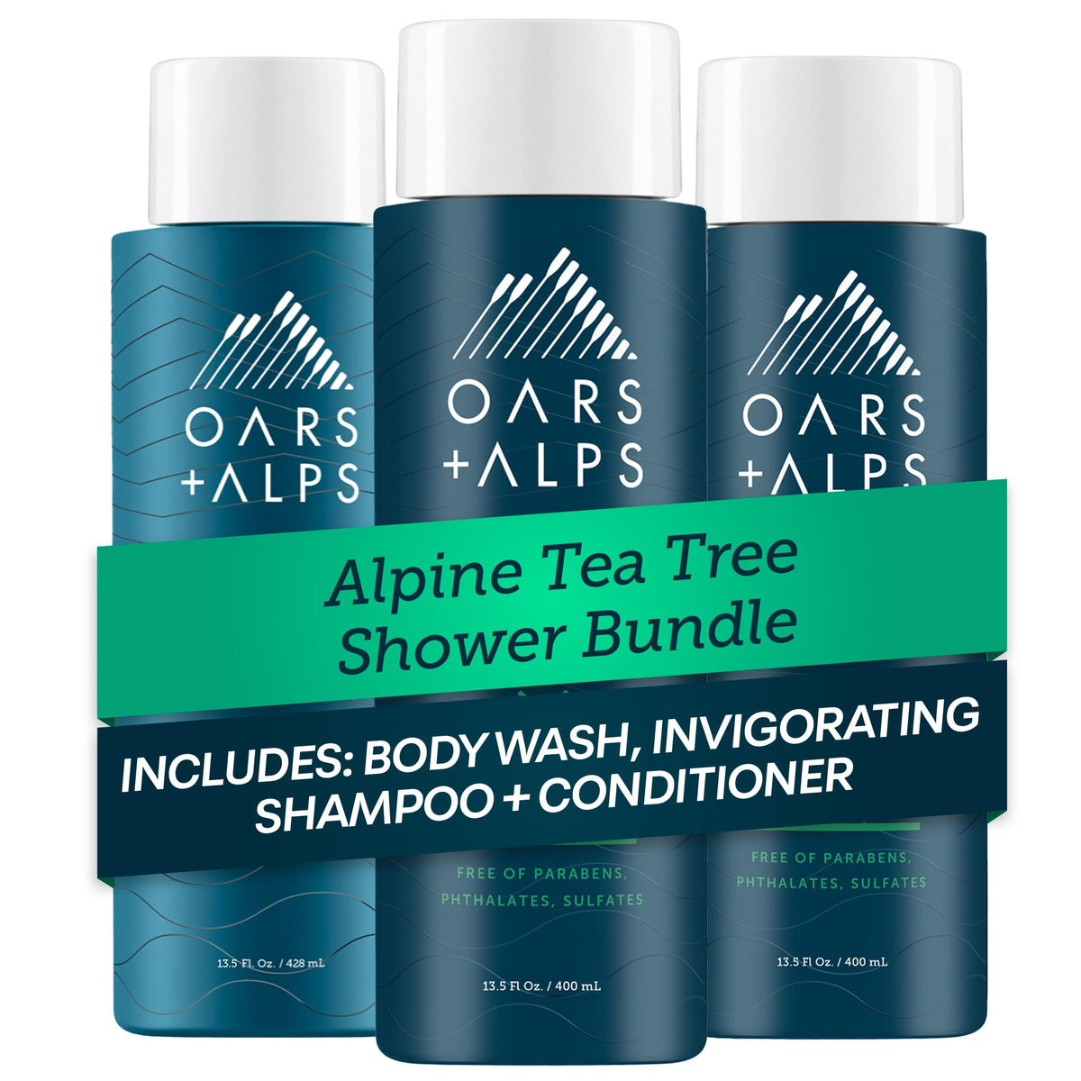 White Smoke Oars + Alps Men's Shampoo, Conditioner, Body Wash Set, Alpine Tree Scent