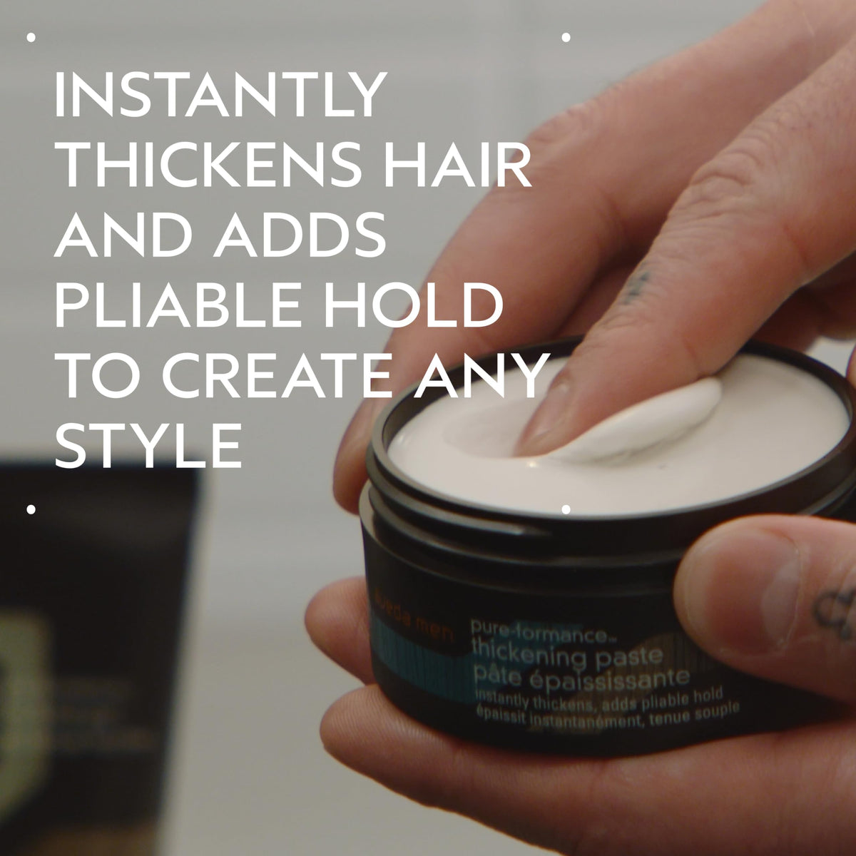 Dark Gray AVEDA Men Pure-Formance Thickening Paste | Thickens Hair | Versatile Hold | Natural Finish Hair Styling Paste | With Amla |91% Naturally Derived*, 2.5 Fl Oz