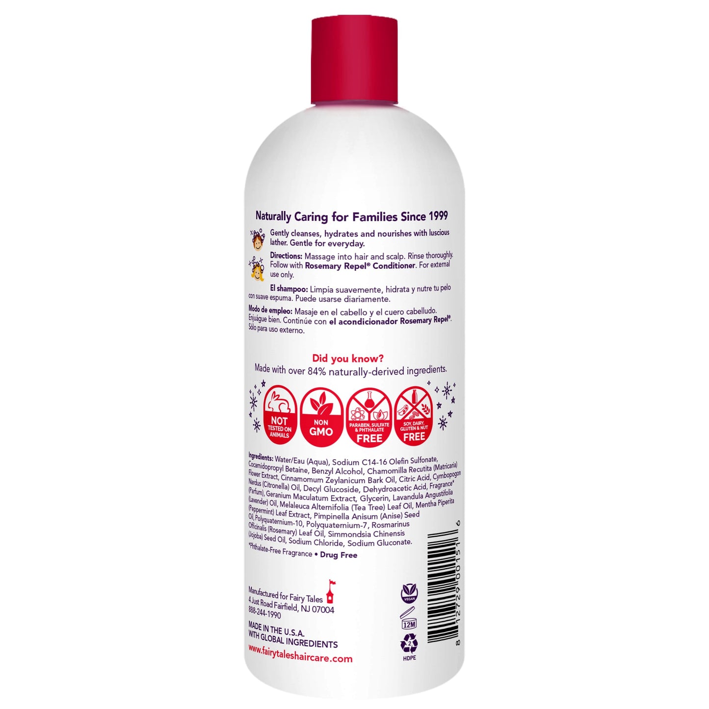 White Smoke Fairy Tales Rosemary Repel Daily Kids Shampoo– Kids Like the Smell, Lice Do Not, 32 fl oz. (Pack of 1)