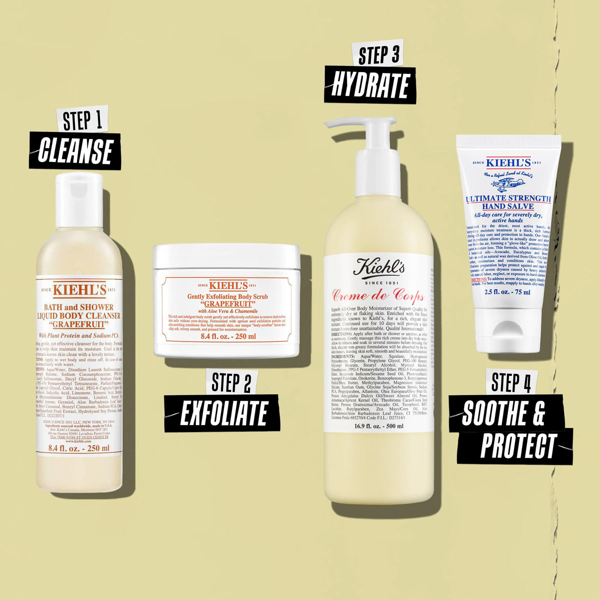 Pale Goldenrod Kiehl's - Creme de Corps Body Lotion, Fast Hydration - 16.9 fl oz