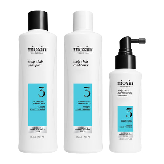 White Smoke Nioxin Scalp + Hair Thickening System 3 | For Colored or Damaged Hair with Light Thinning | With Niacinamide and Biotin | Trial Size | 1 Month Supply