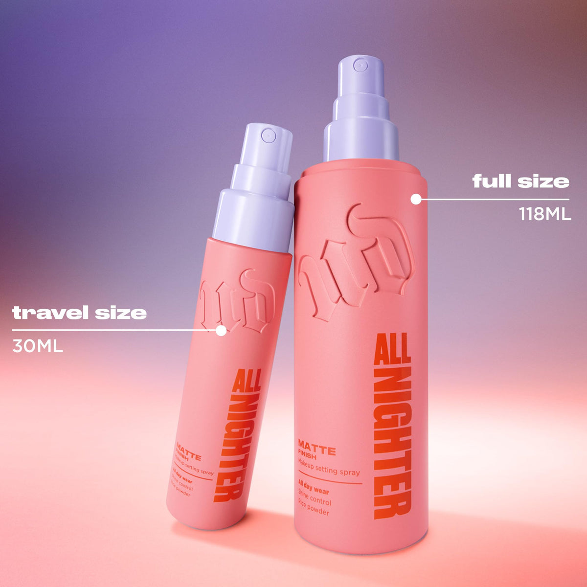 Pink Urban Decay All Nighter Matte Makeup Setting Spray (Travel - 1 fl oz)