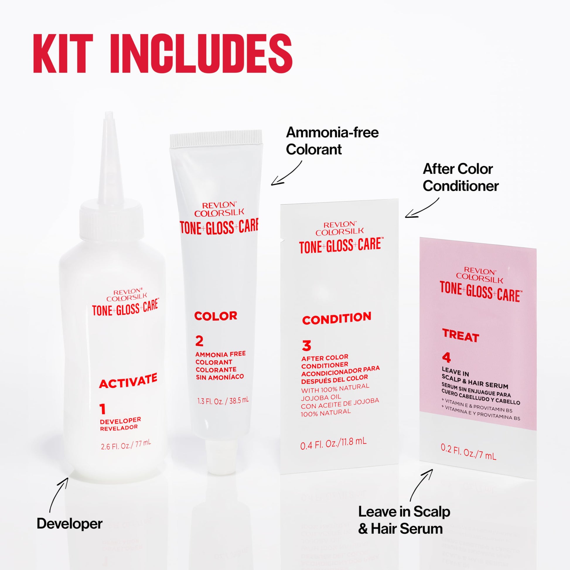 White Smoke Revlon ColorSilk Tone + Gloss + Care Demi Permanent Hair Color, Dye Kit with Leave-In Scalp and Haircare Serum, 2x Shinier, 4x Stronger, 5RR Medium Red, 4.5 fl oz