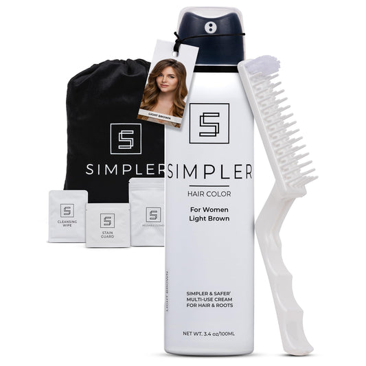 White Smoke Simpler Hair Color for Women Permanent Ammonia Free Hair Dye for Gray Coverage - Natural Looking Hair Color for Sensitive Scalp - Long Lasting Light Brown Hair Dye