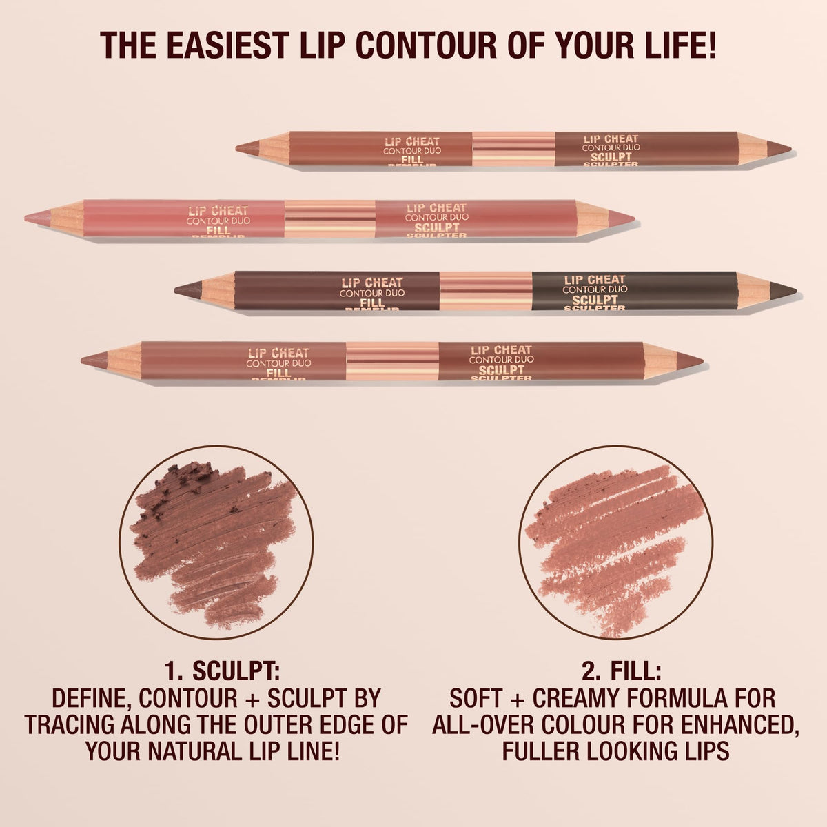 Antique White Charlotte Tilbury Lip Cheat Contour Duo - Dual-Sided Lip Liner Pencil