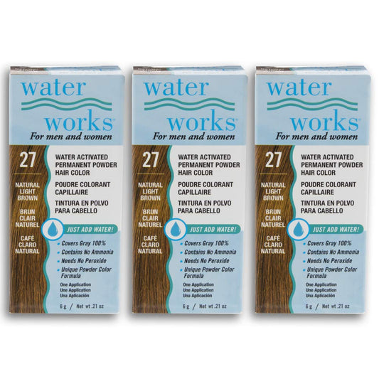 Gray Water Works Hair Color Powder, Light Brown – Permanent Hair Dye for Root Touch-Up & Full Coverage, Men & Women, 3 Pack