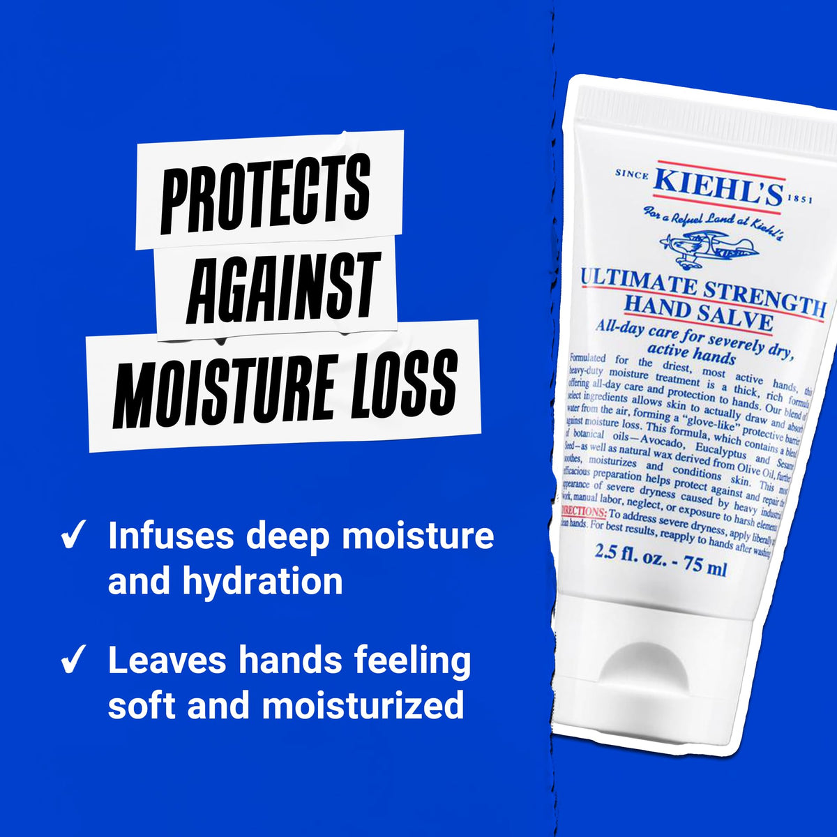 Medium Blue Kiehl's - Ultimate Strength Hand Salve, Deeply Hydrating Hand Lotion