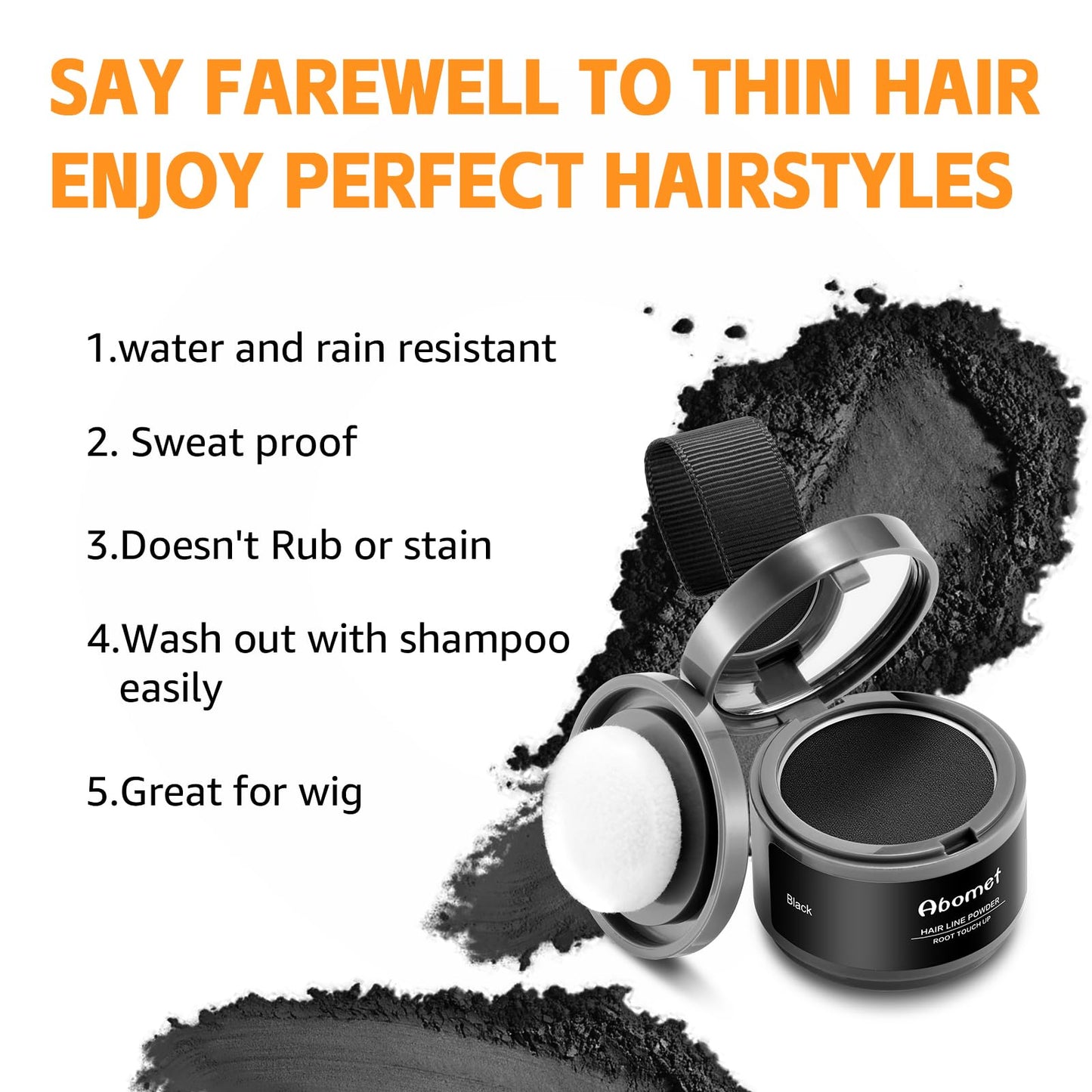 White Smoke Root Touch Up Instantly Gray Coverage Hairline Powder, Conceal Hair Loss and Thinning For Women Men, Hair Fibers (Black)