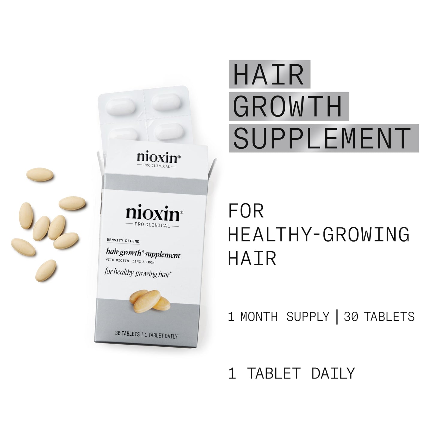 White Smoke NIOXIN Density Defend Hair Growth Supplements | with Biotin, Zinc and Iron | for Hair Growth and Thickness | 30 Tablets