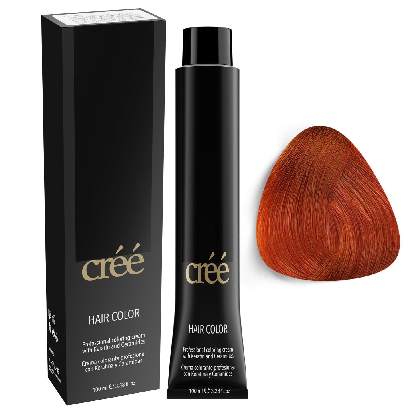 White Smoke Cree Professional 7.44 - Intense Copper Blond Permanent Hair Color - Long Lasting, Rich Vibrant - Gray Coverage 100ml - 3.4 fl.oz.