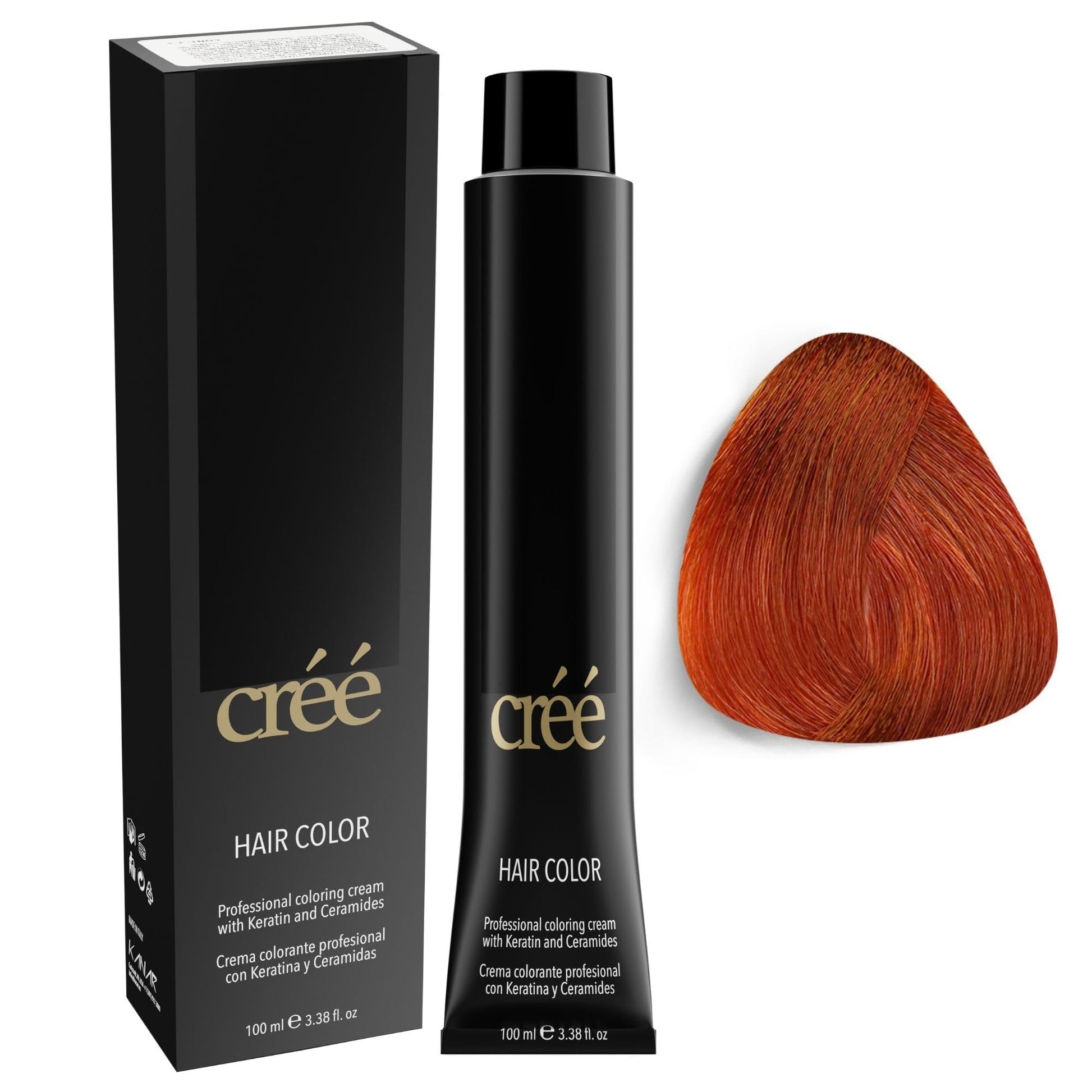 White Smoke Cree Professional 7.44 - Intense Copper Blond Permanent Hair Color - Long Lasting, Rich Vibrant - Gray Coverage 100ml - 3.4 fl.oz.