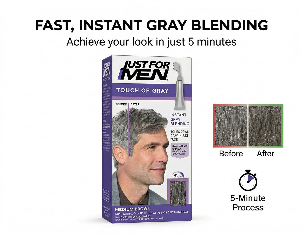 White Smoke Just For Men Touch Of Gray Hair Treatment T-35 Medium Brown, 1 Each (Pack Of 4)