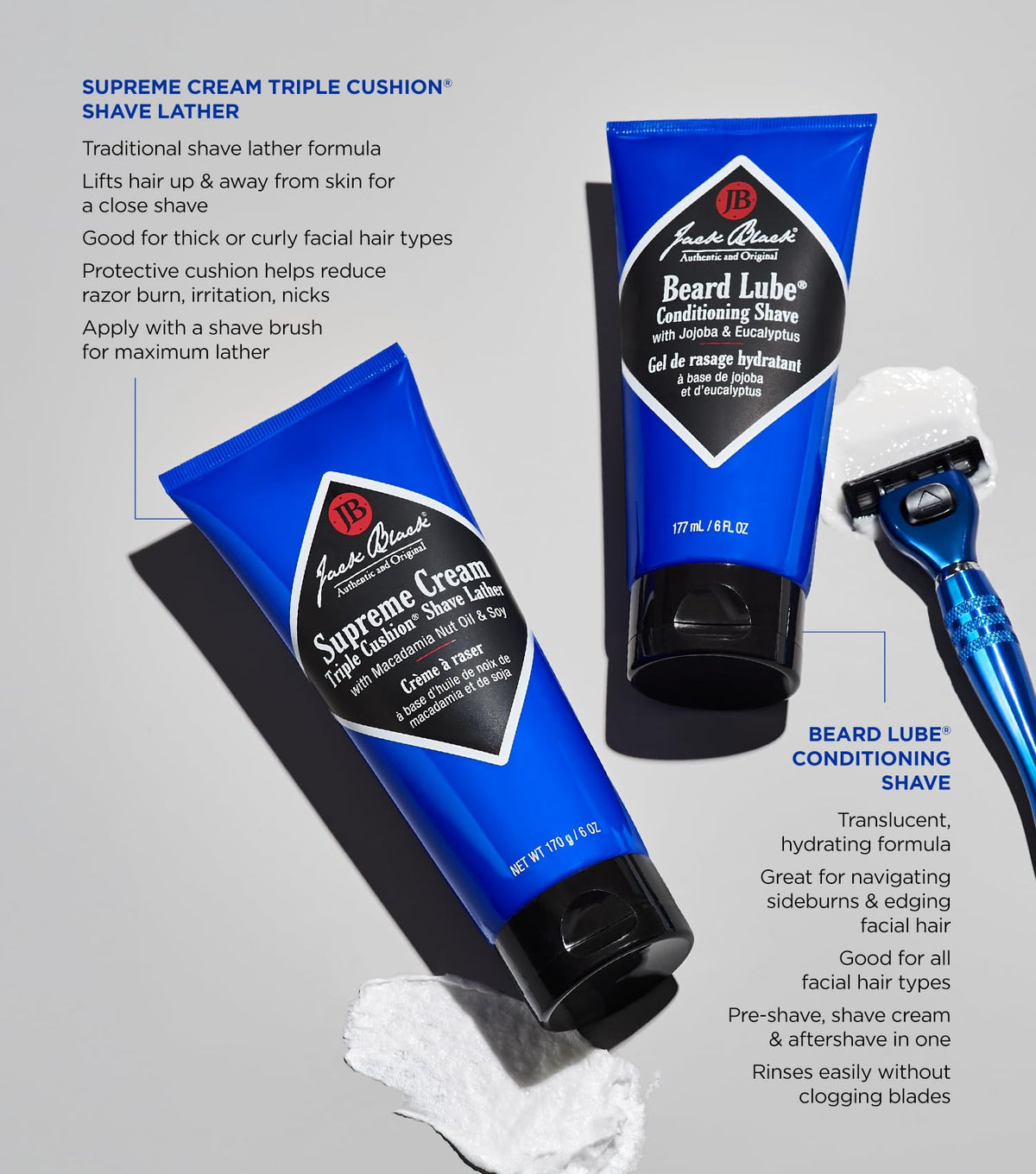 Gray Jack Black Supreme Cream Triple Cushion Shave Lather, 2.6 oz (Pack of 3)