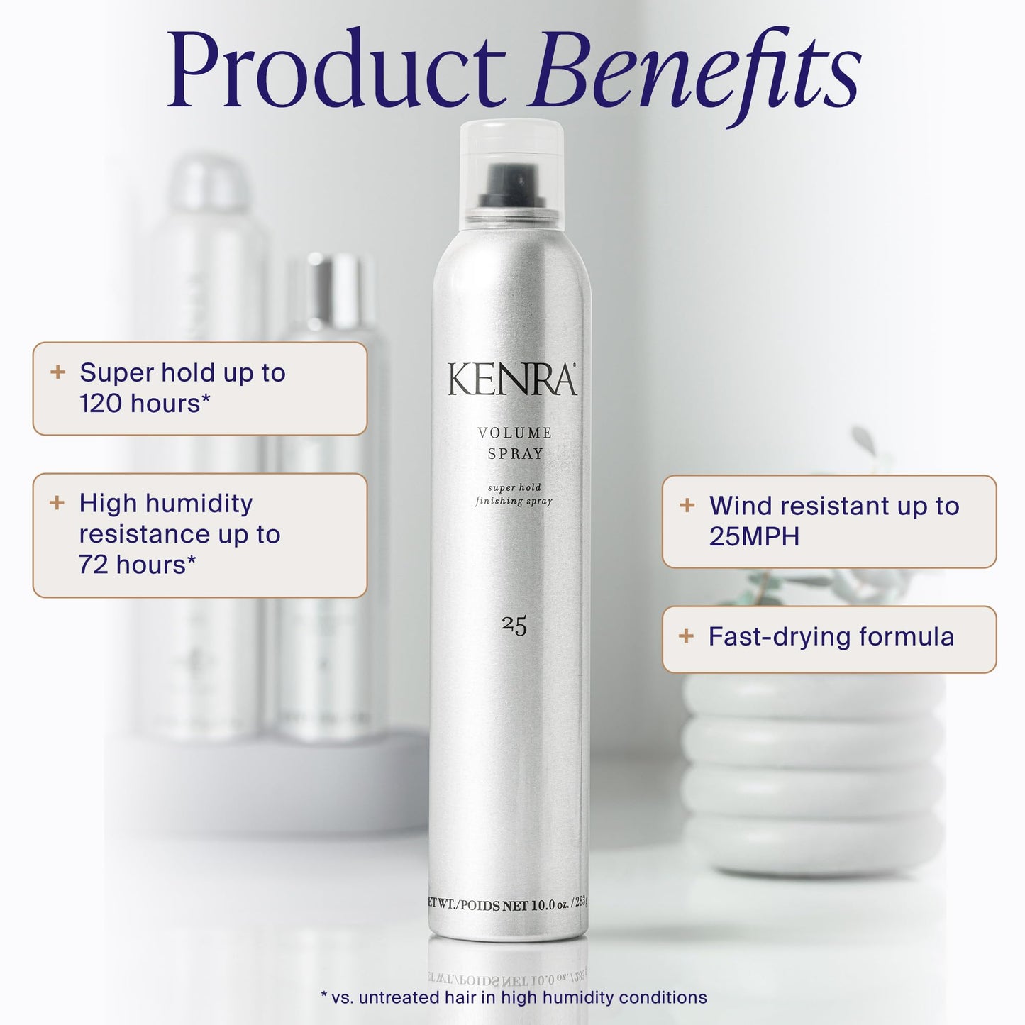 White Smoke Kenra Professional Volume Spray 25 80% | Super Hold Finishing & Styling Hairspray | Flake-free & Fast-drying | Wind & Humidity Resistance | All Hair Types | 10 oz