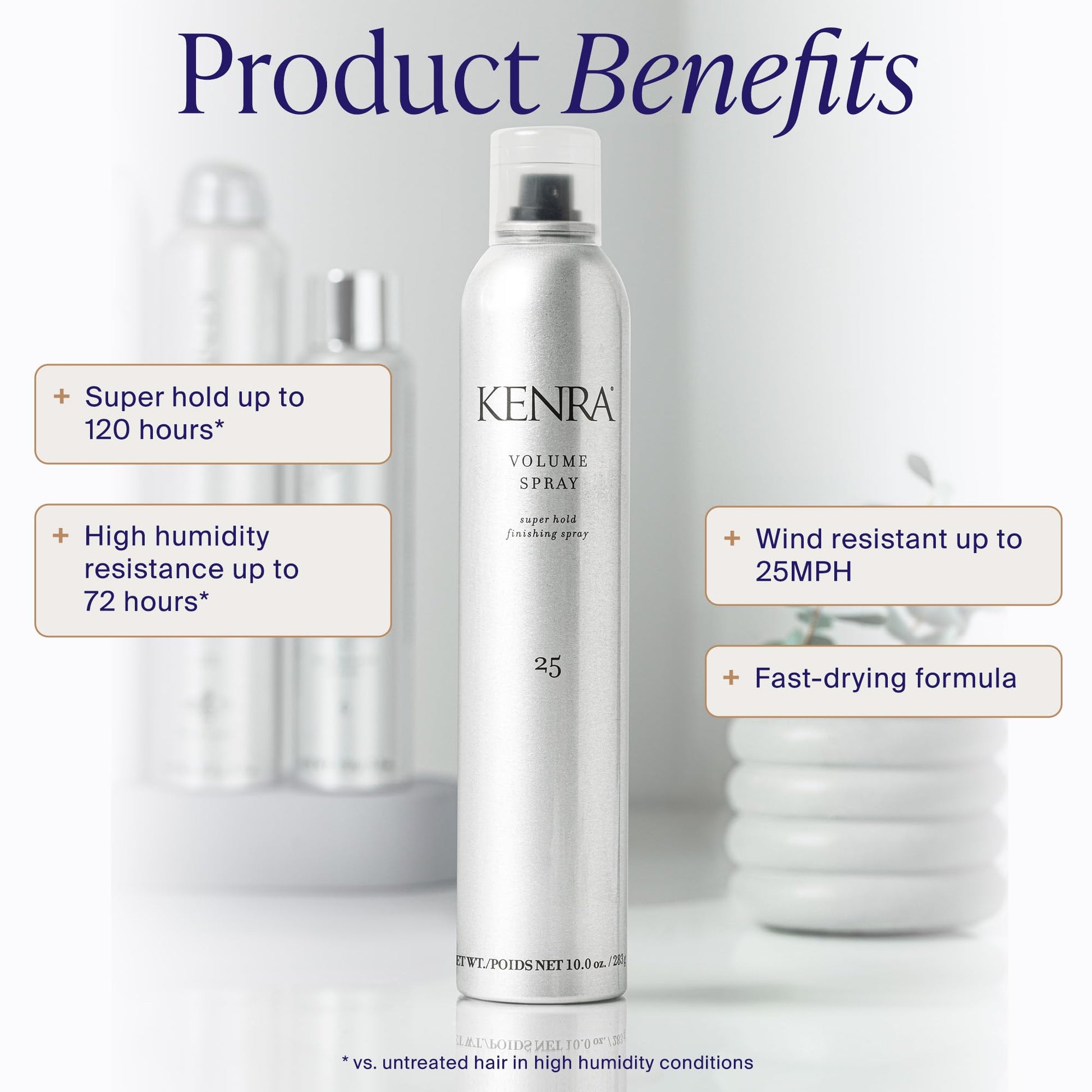 White Smoke Kenra Professional Volume Spray 25 80% | Super Hold Finishing & Styling Hairspray | Flake-free & Fast-drying | Wind & Humidity Resistance | All Hair Types | 10 oz