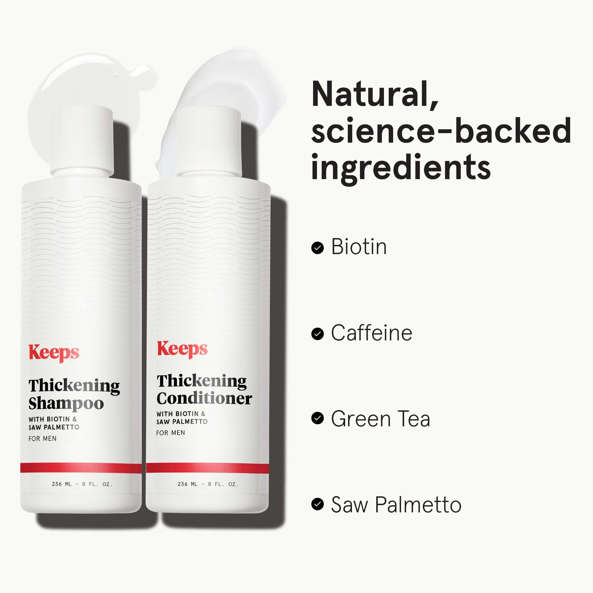 White Smoke Keeps Thickening Shampoo & Conditioner for Men - Anti-Thinning Hair Care Duo with Biotin, Caffeine & Saw Palmetto - Color-Safe Men's Volumizing Shampoo & Conditioner - DHT-Blocker - 8 Oz Each
