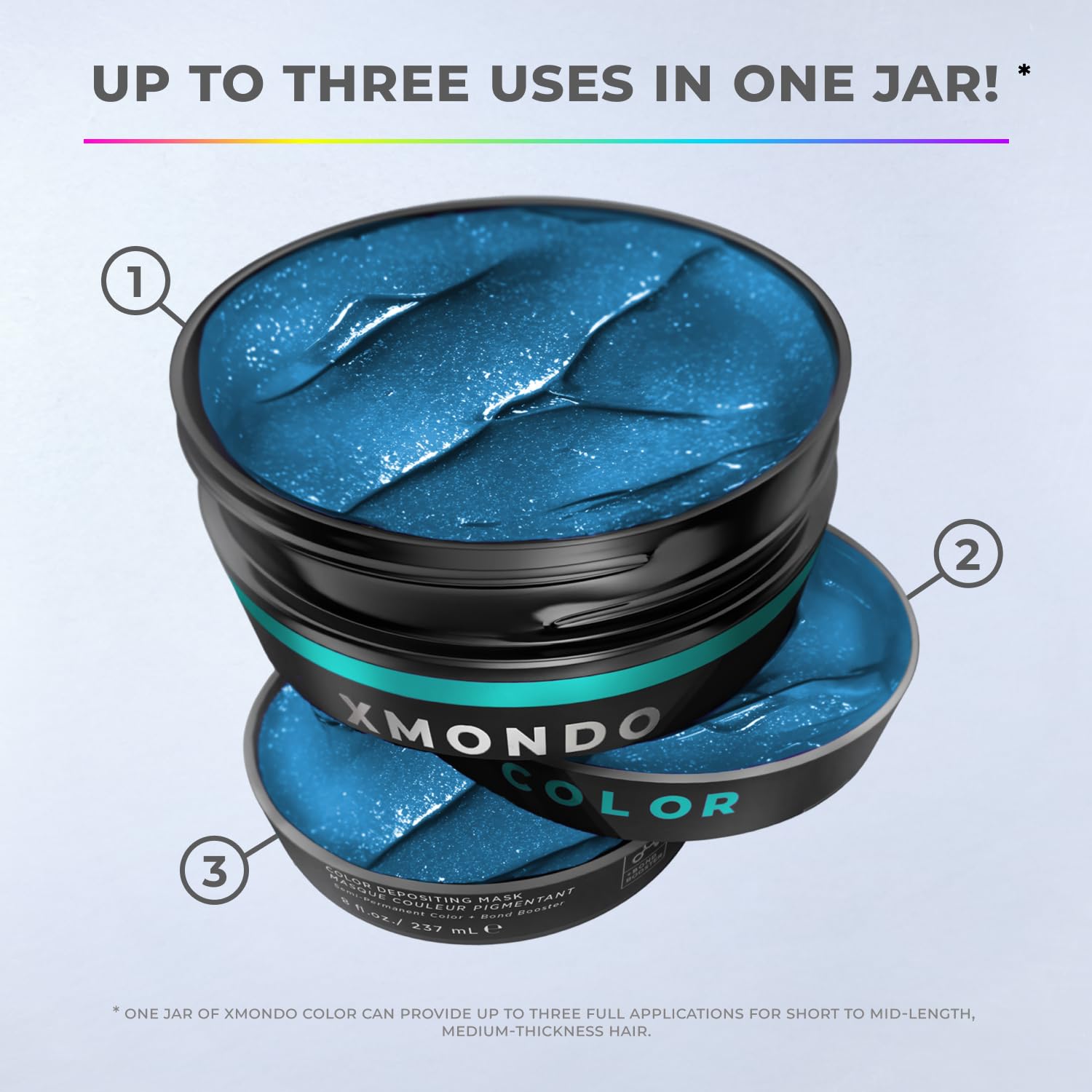 Light Gray XMONDO Hair Color Turquoise Hair Healing Semi Permanent Color | Vegan Formula with Hyaluronic Acid to Retain Moisture, and Bond Boosting Technology, 8 Fl Oz